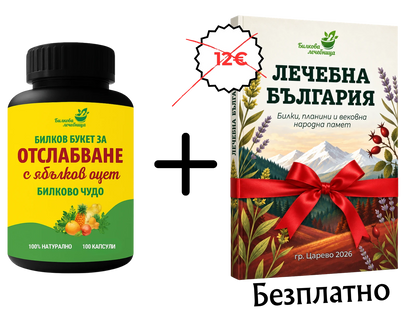 Билков букет за отслабване с ябълков оцет и подарък книга Лечебна България