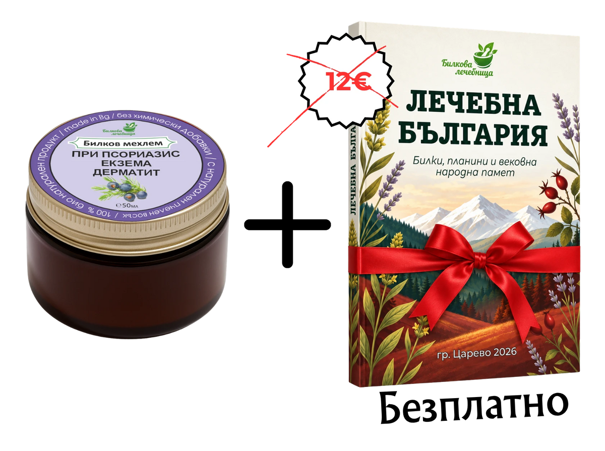 Билков мехлем при псориазис, екзема и дерматит с подарък книга Лечебна България