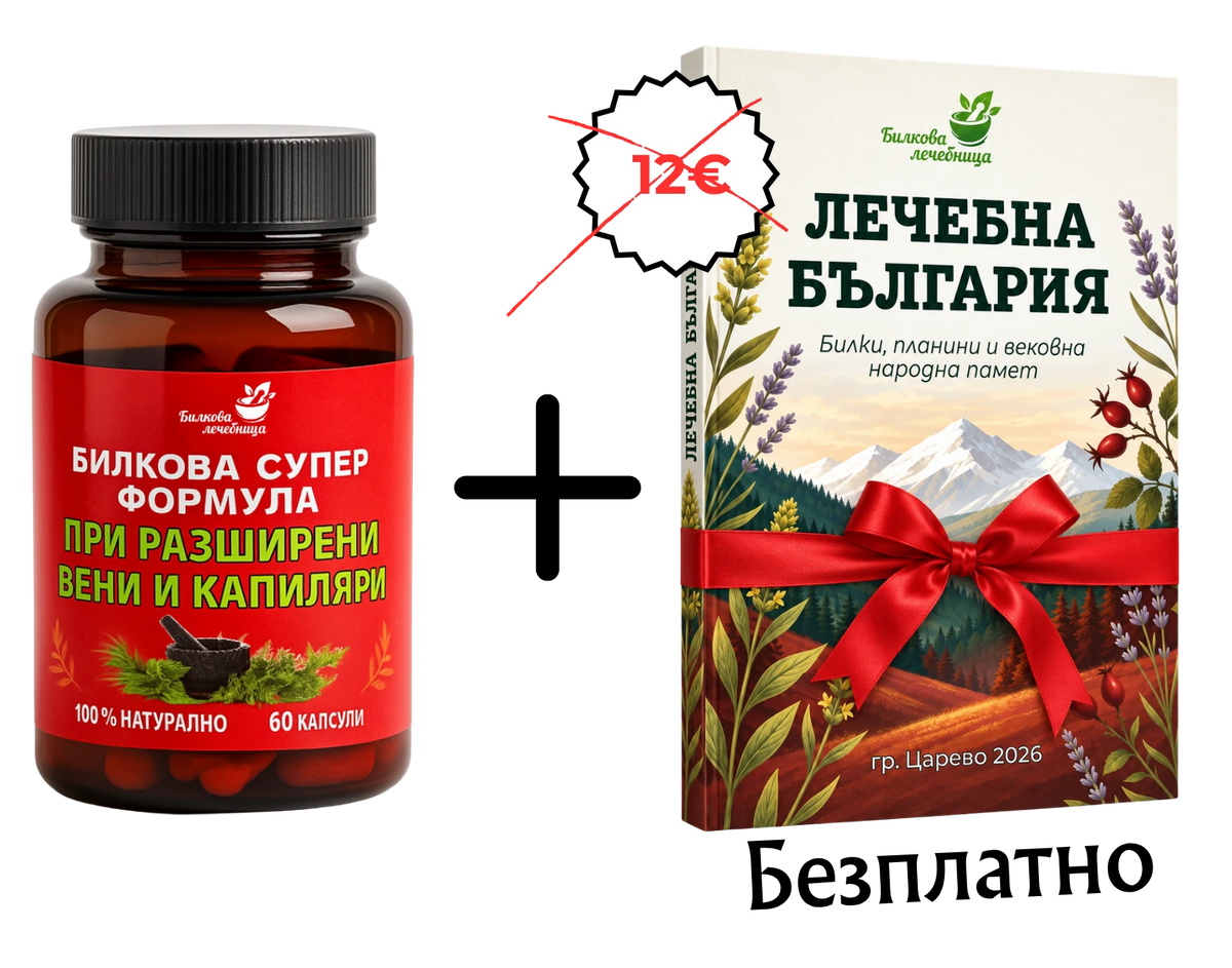 Билкова супер формула при разширени вени и капиляри с подарък книга Лечебна България